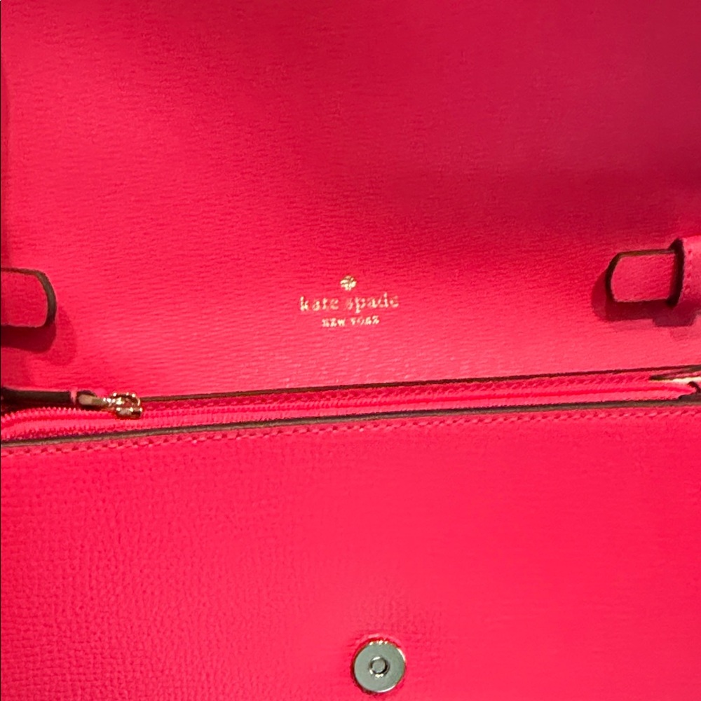 kate spade NWT $289 pink and cream woven crossbody clutch - Picture 5 of 13